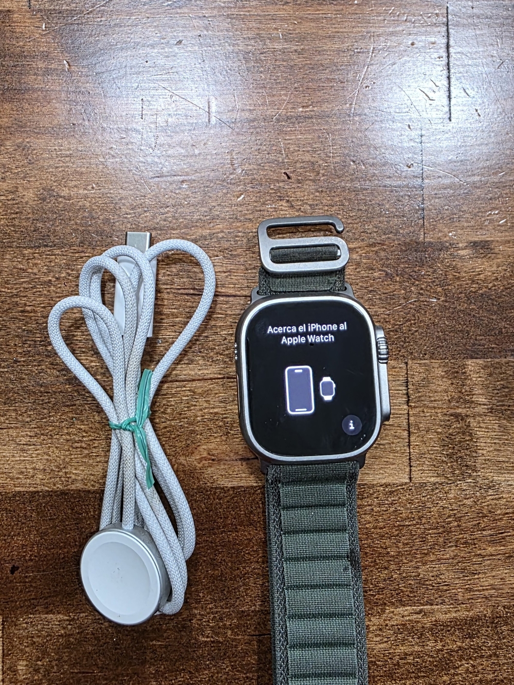 Apple Watch Ultra 49 MM with Dark Green Nylon Band With Charger